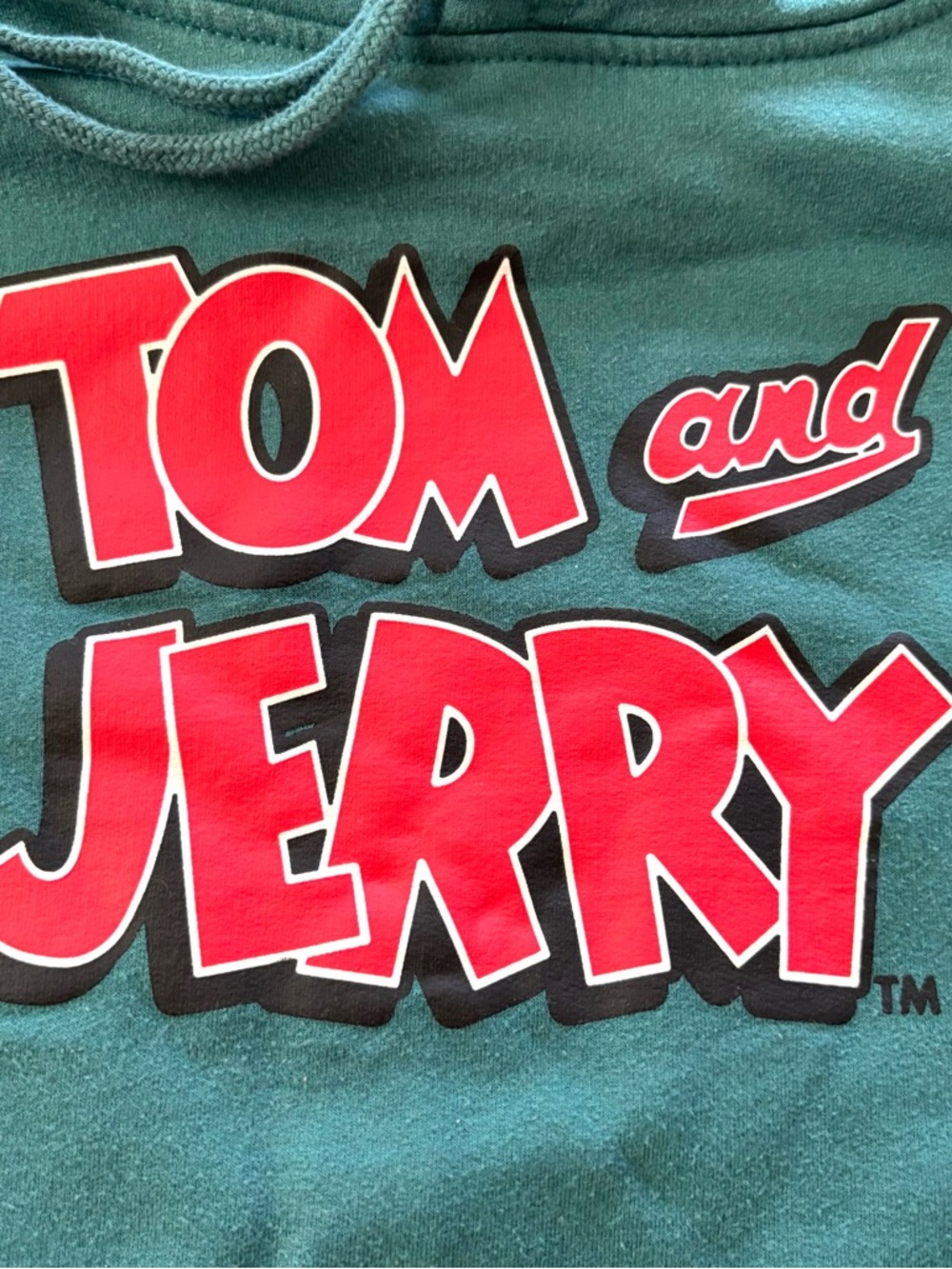 NWOT Tom & Jerry Green Pullover Hoodie Kangaroo Pocket SZ L - Picture 7 of 15